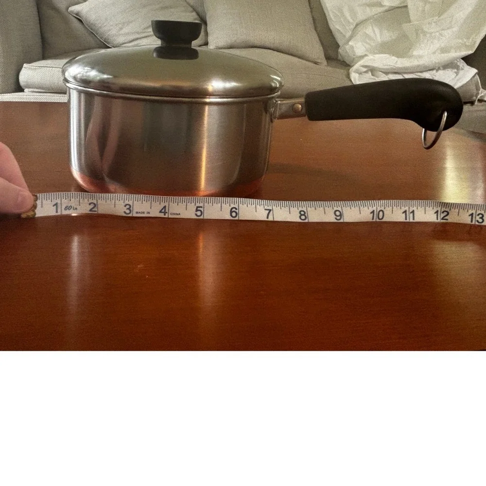 Vintage 1981 Revere Ware Saucepan 2 Qt Silver Copper Bottom 1801 Lid USA Made